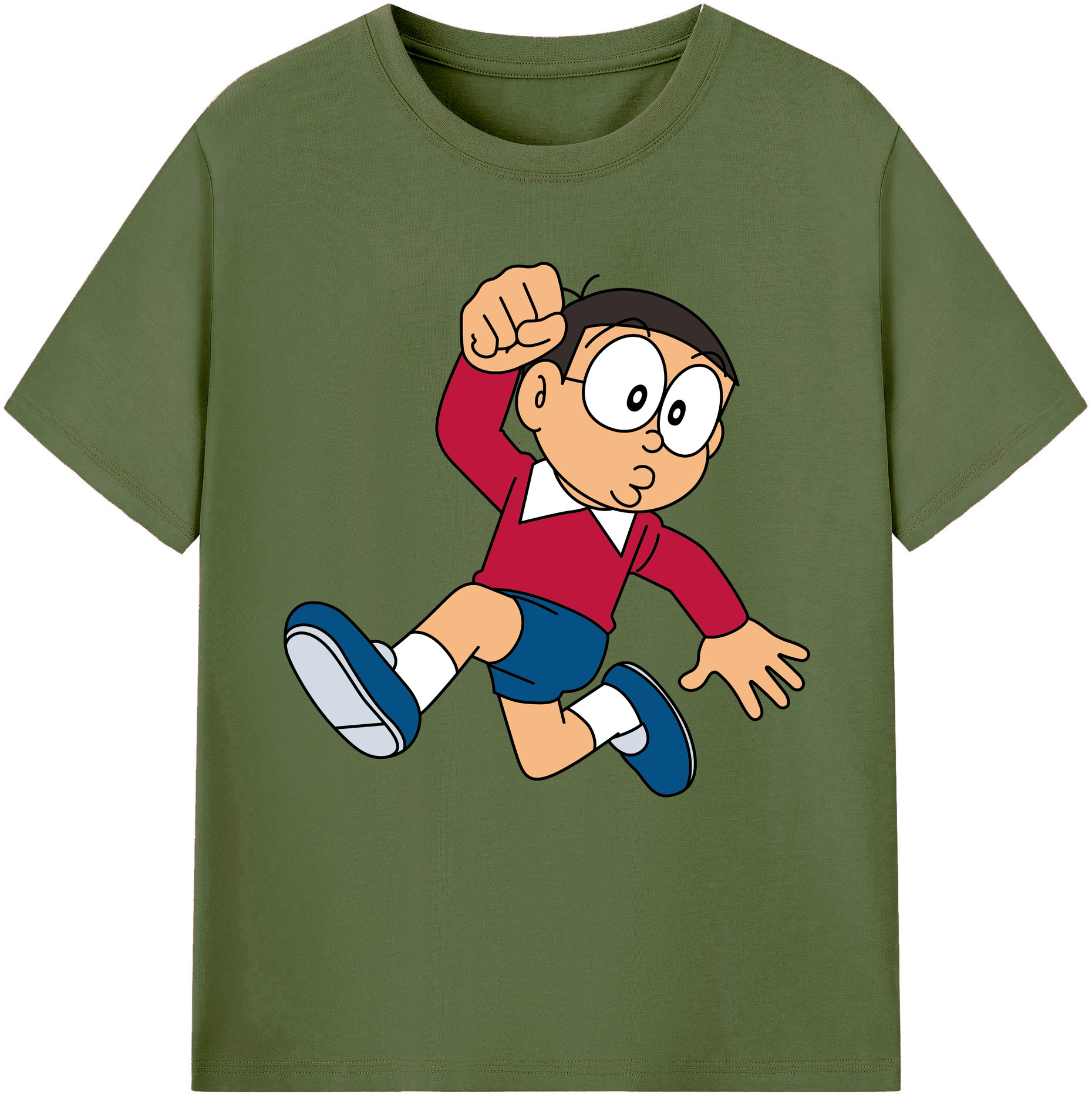 （画像用） ドラえもん 野比 のび太 Doraemon Nobita Nobi 綿100％半袖Tシャツ（フロントプリント）